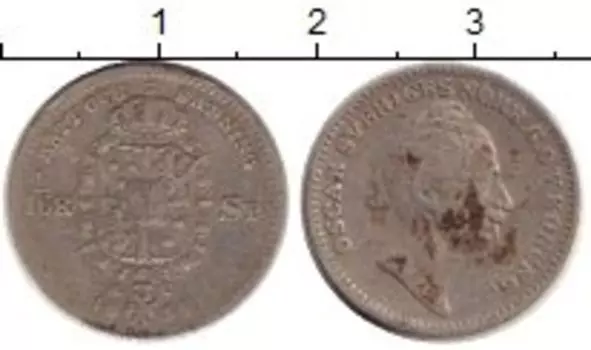 Монета 1/16 ригсдаллера Швеции 1855 года Серебро Оскар I