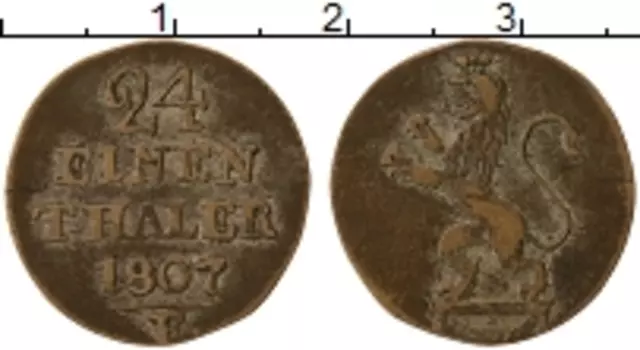 Монета 1/24 талера Гессен-Касселя 1807 года Серебро