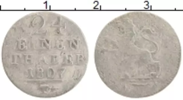 Монета 1/24 талера Гессен-Касселя 1807 года Серебро Герб