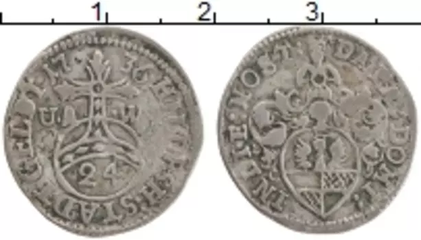 Монета 1/24 талера Хильдесхайми 1736 года Серебро UAW