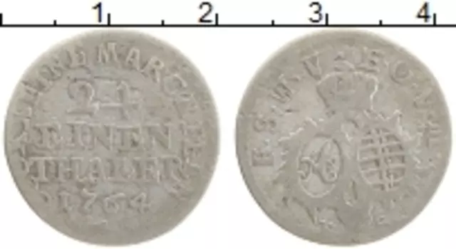 Монета 1/24 талера Саксен-Веймар-Эйзенаха 1764 года Серебро