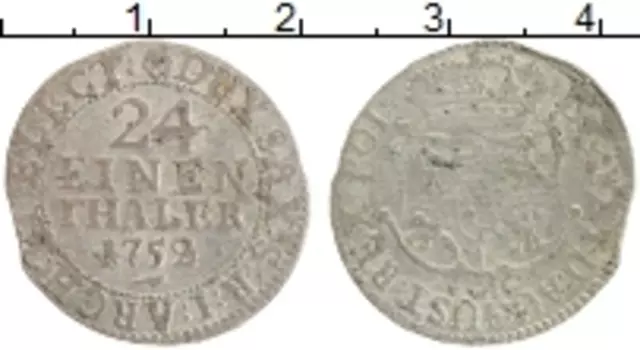 Монета 1/24 талера Саксонии 1752 года Серебро Фридрих Август