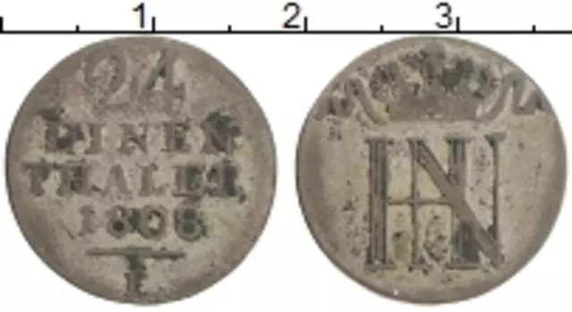 Монета 1/24 талера Вестфалии 1808 года Серебро Иероним Наполеон