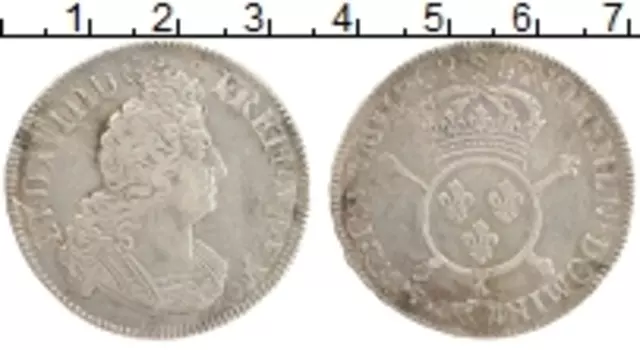 Монета 1/2 экю Франции 1702 года Серебро Людовик XIV