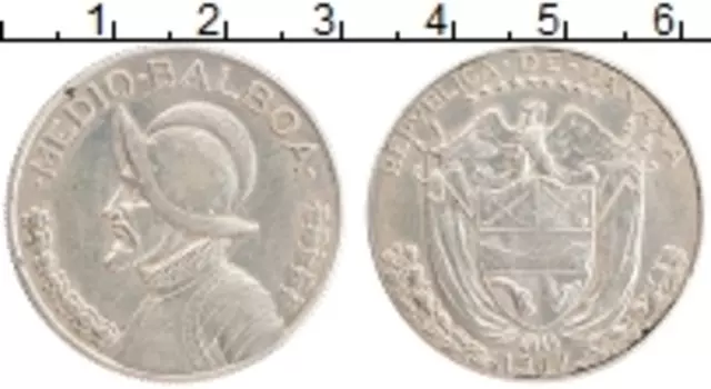 Монета 1/2 бальбоа Панамы 1967 года Серебро Васко де Бальбоа