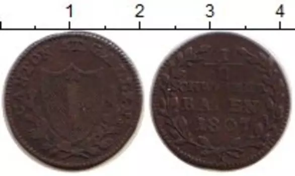 Монета 1/2 батзена Сен-Галлена 1807 года Серебро