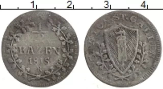 Монета 1/2 батзена Сен-Галлена 1815 года Серебро