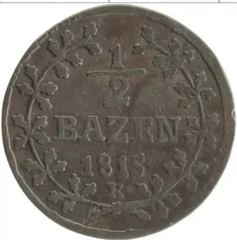 Монета 1/2 батзена Швейцарии 1815 года Серебро Кантон Сент Гален