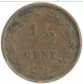Монета 1/2 цента Нидерланд 1894 года Бронза