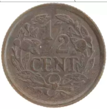 Монета 1/2 цента Нидерланд 1917 года Бронза
