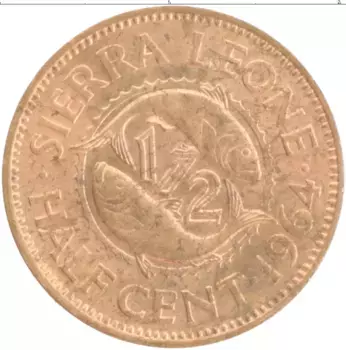 Монета 1/2 цента Сьерры-Леоне 1964 года Бронза Милтон Маргаи