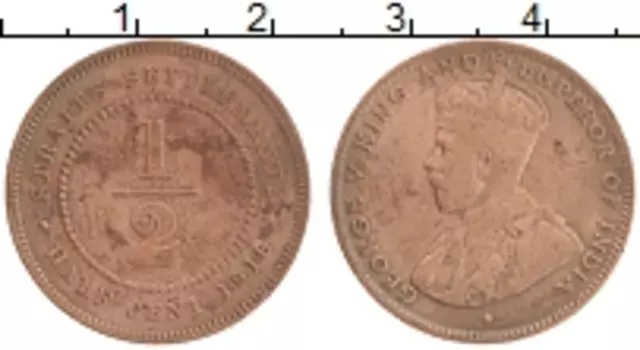 Монета 1/2 цента Стрейтс-Сеттльмента 1916 года Бронза Георг V