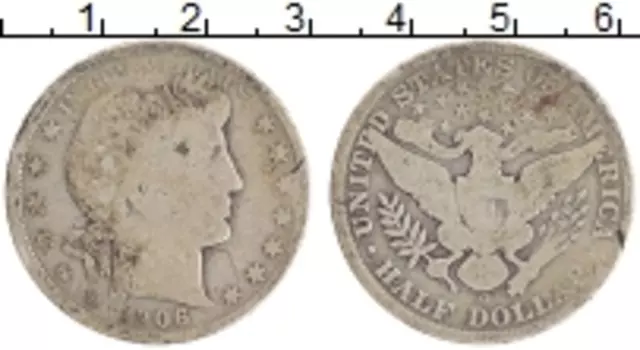 Монета 1/2 доллара Америки 1906 года Серебро О