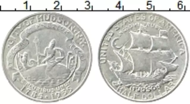 Монета 1/2 доллара Америки 1935 года Серебро 150 лет города Гудзон, штат Нью-Йорк