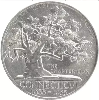 Монета 1/2 доллара Америки 1935 года Серебро 300 лет штату Коннектикут