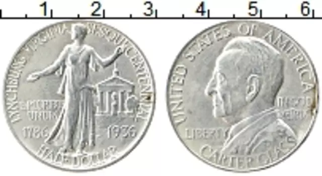 Монета 1/2 доллара Америки 1936 года Серебро 150 лет г