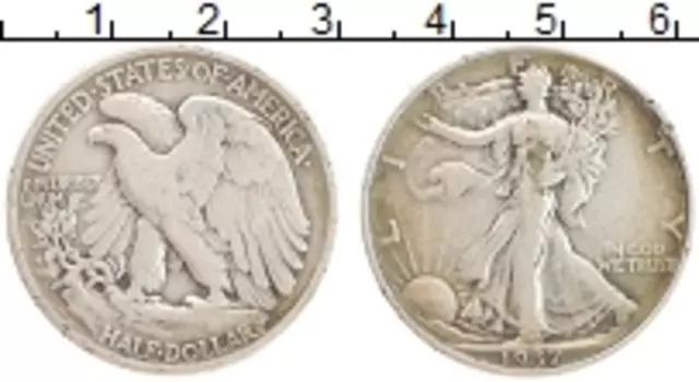 Монета 1/2 доллара Америки 1937 года Серебро