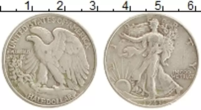 Монета 1/2 доллара Америки 1943 года Серебро Шагающая свобода