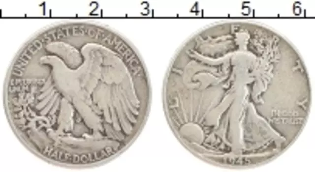 Монета 1/2 доллара Америки 1945 года Серебро