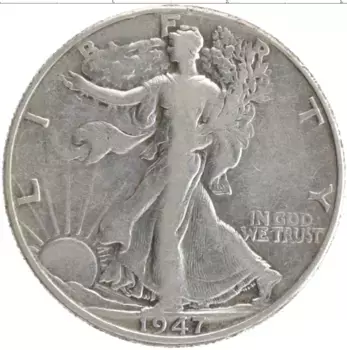 Монета 1/2 доллара Америки 1947 года Серебро Шагающая свобода