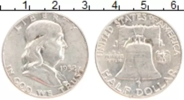 Монета 1/2 доллара Америки 1952 года Серебро Бенджамин Франклин