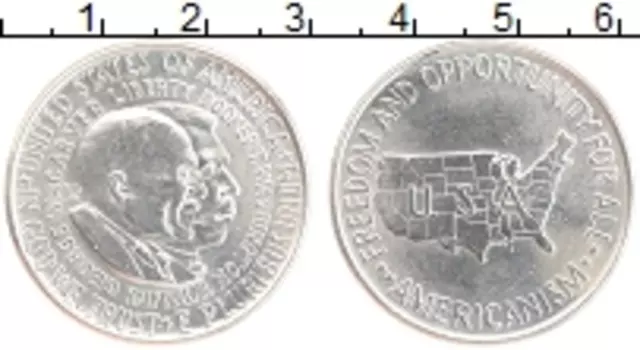 Монета 1/2 доллара Америки 1952 года Серебро Букер Т