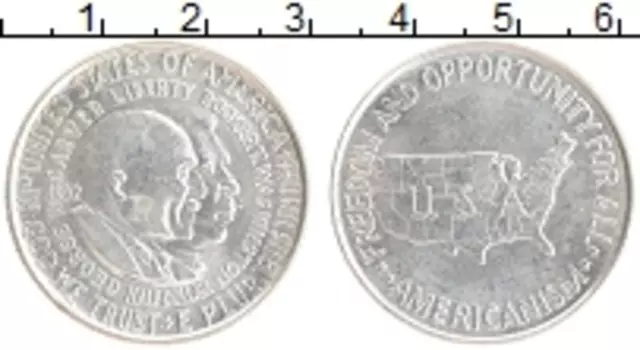 Монета 1/2 доллара Америки 1952 года Серебро Букер Вашингтон и Джордж Вашингтон-Карвер
