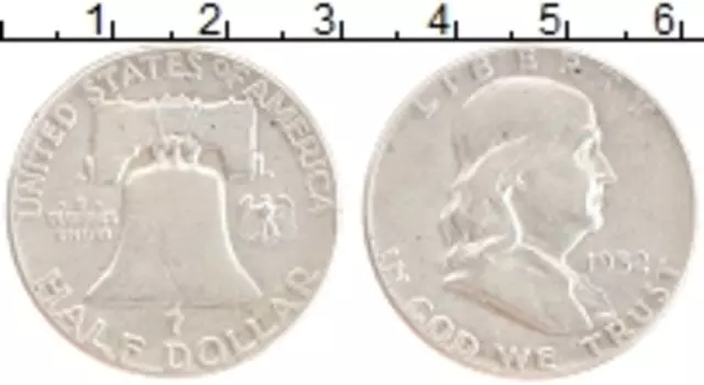 Монета 1/2 доллара Америки 1952 года Серебро Франклин