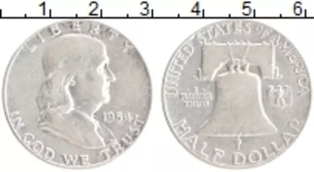 Монета 1/2 доллара Америки 1954 года Серебро Колокол свободы