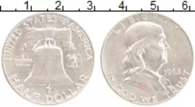 Монета 1/2 доллара Америки 1963 года Серебро Бенджамин Франклин