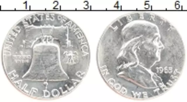 Монета 1/2 доллара Америки 1963 года Серебро Бенджамин Франклин