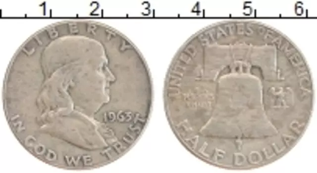 Монета 1/2 доллара Америки 1963 года Серебро Колокол свободы