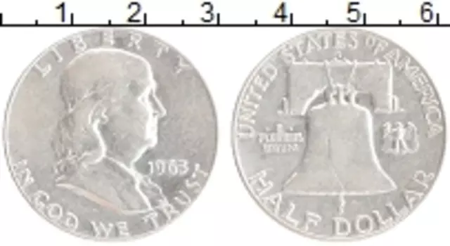 Монета 1/2 доллара Америки 1963 года Серебро Колокол свободы