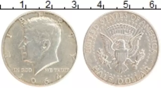 Монета 1/2 доллара Америки 1964 года Серебро Джон Кеннеди