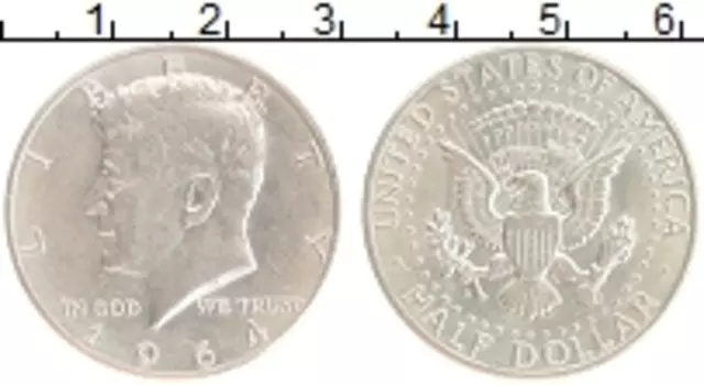 Монета 1/2 доллара Америки 1964 года Серебро Джон Кеннеди