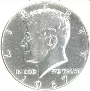 Монета 1/2 доллара Америки 1967 года Серебро Джон Кеннеди