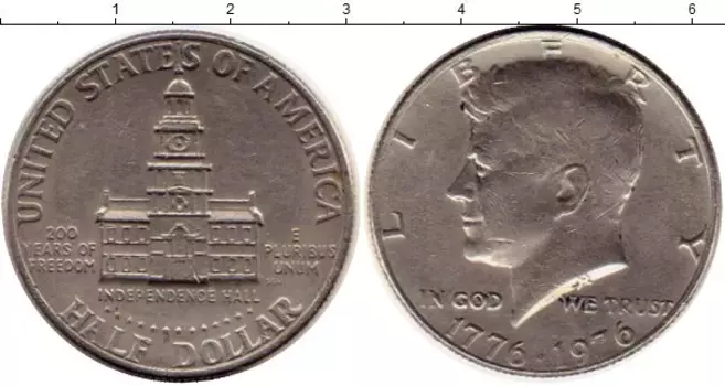 Монета 1/2 доллара Америки 1976 года Медно-никель 200-летие независимости