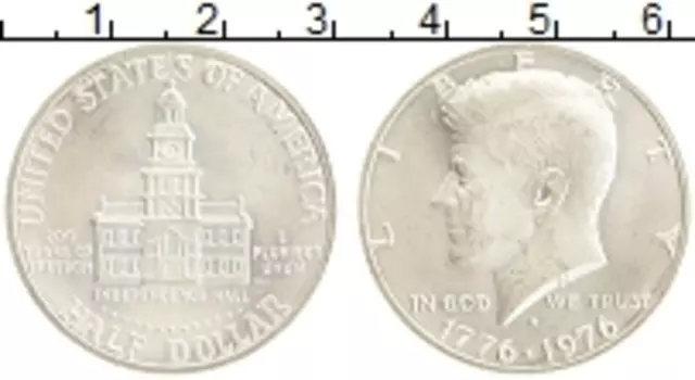 Монета 1/2 доллара Америки 1976 года Серебро 200 лет независимости США