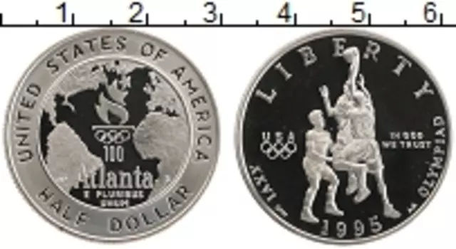 Монета 1/2 доллара Америки 1995 года Медно-никель Олимпийские игры в Атланте
