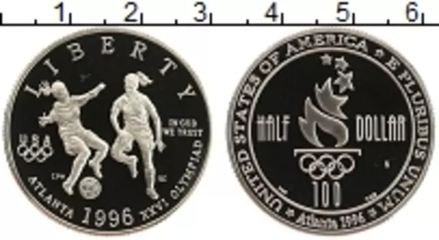 Монета 1/2 доллара Америки 1996 года Медно-никель S