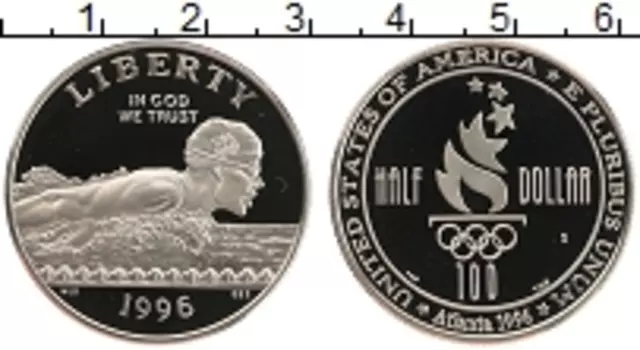 Монета 1/2 доллара Америки 1996 года Медно-никель S