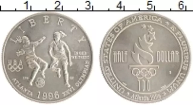 Монета 1/2 доллара Америки 1996 года Медно-никель S