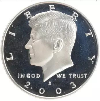 Монета 1/2 доллара Америки 2003 года Серебро S