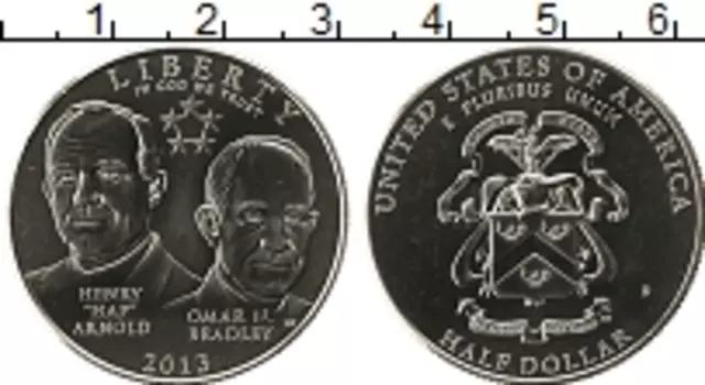Монета 1/2 доллара Америки 2013 года Медно-никель Генералы Армии США, Генри Арнольд и Омар Брэдли