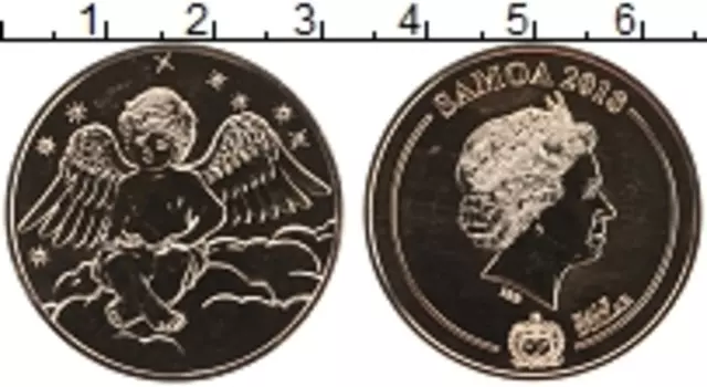 Монета 1/2 доллара Самоа 2018 года Латунь Ангел