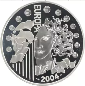Монета 1/2 евро Франции 2004 года Серебро Расширение Евросоюза