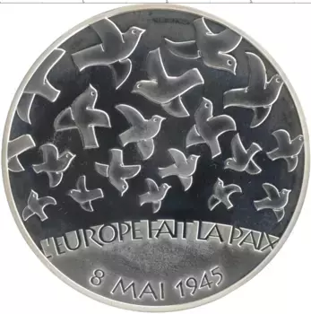 Монета 1/2 евро Франции 2005 года Серебро 60 лет Победы