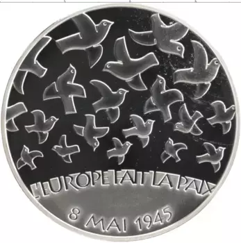 Монета 1/2 евро Франции 2005 года Серебро 60-летие со дня окончания войны