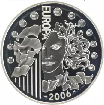 Монета 1/2 евро Франции 2006 года Серебро 120 лет со дня рождения Робера Шумана