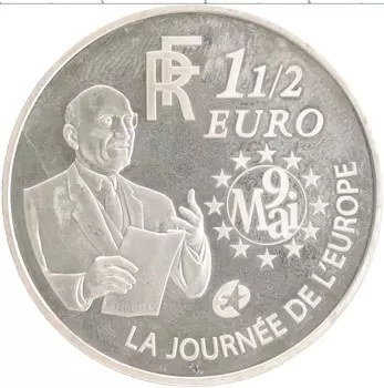 Монета 1/2 евро Франции 2006 года Серебро 125 лет со дня рождения Роберта Шумана